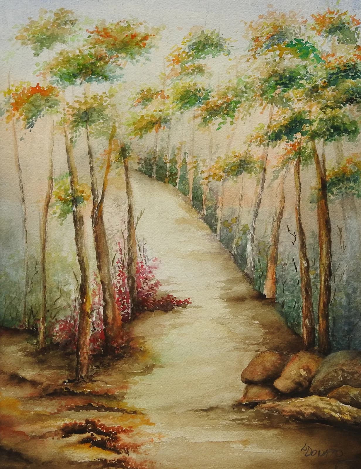 Camino Campestre, acuarela, 27 x 37 cm