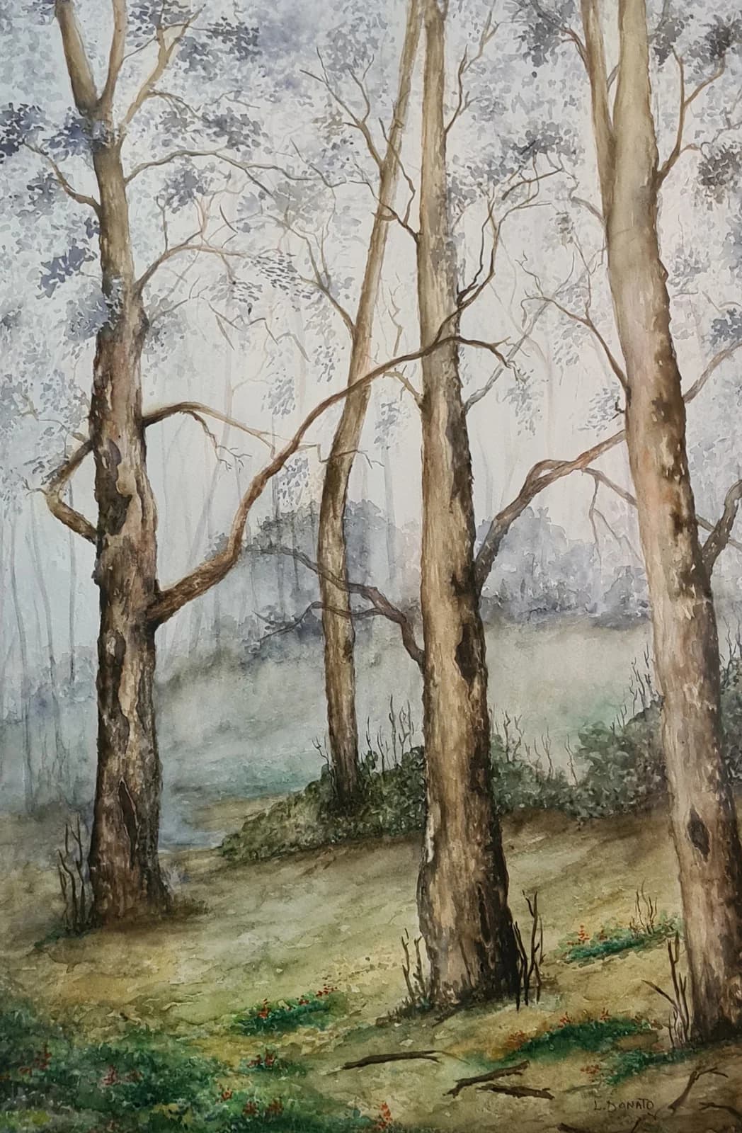 Entre Grises, acuarela, 36 x 55 cm