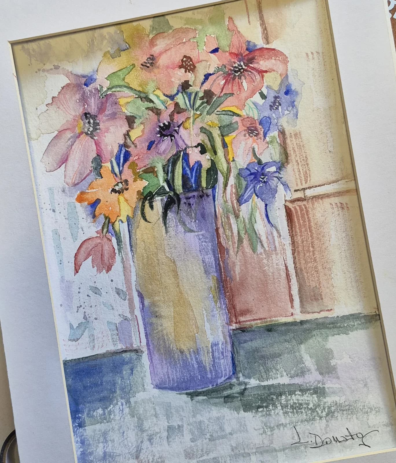 Jarrón colorido, acuarela, 28 x 36 cm
