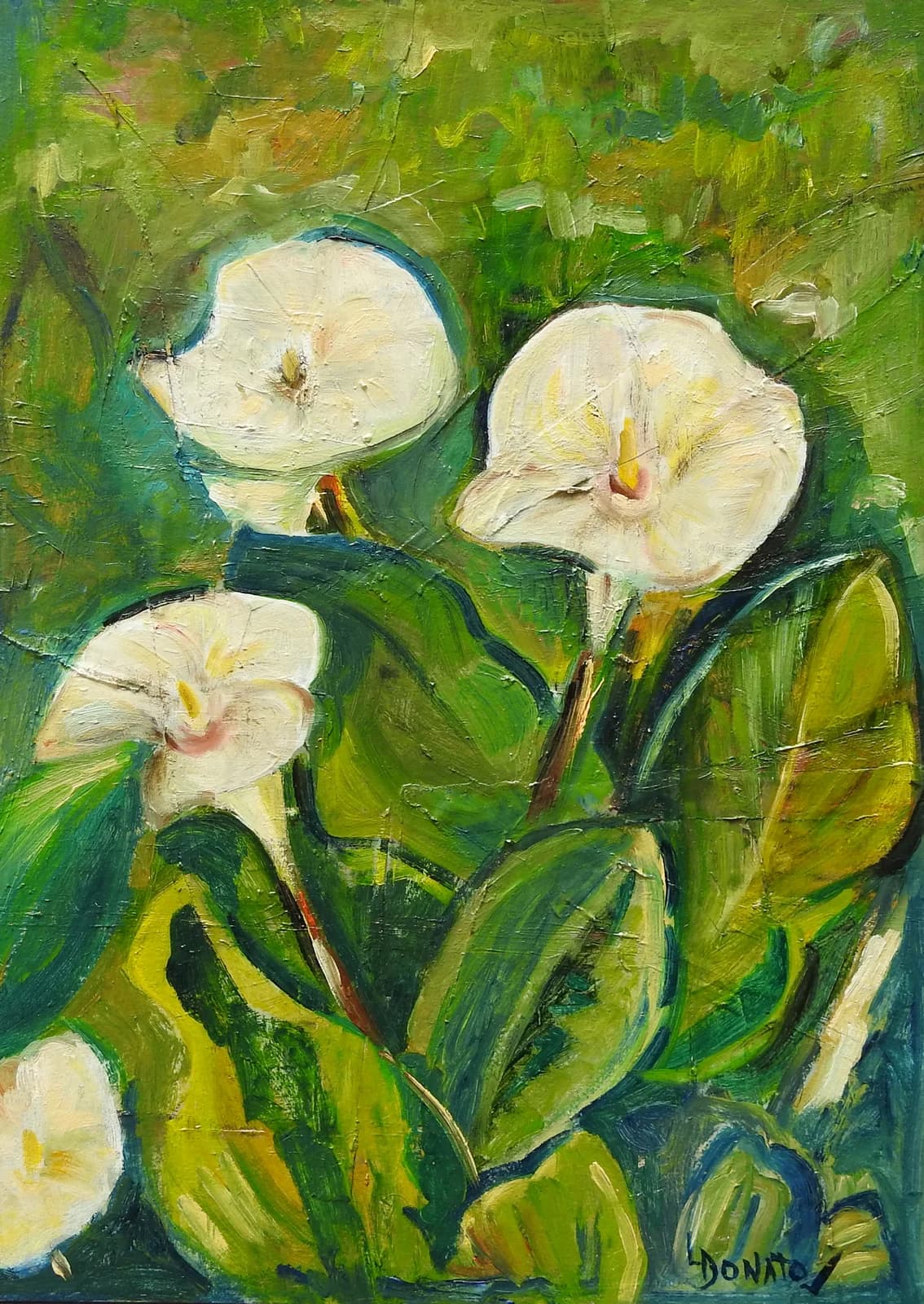 Flores Blancas, óleo, 51 x 36 cm