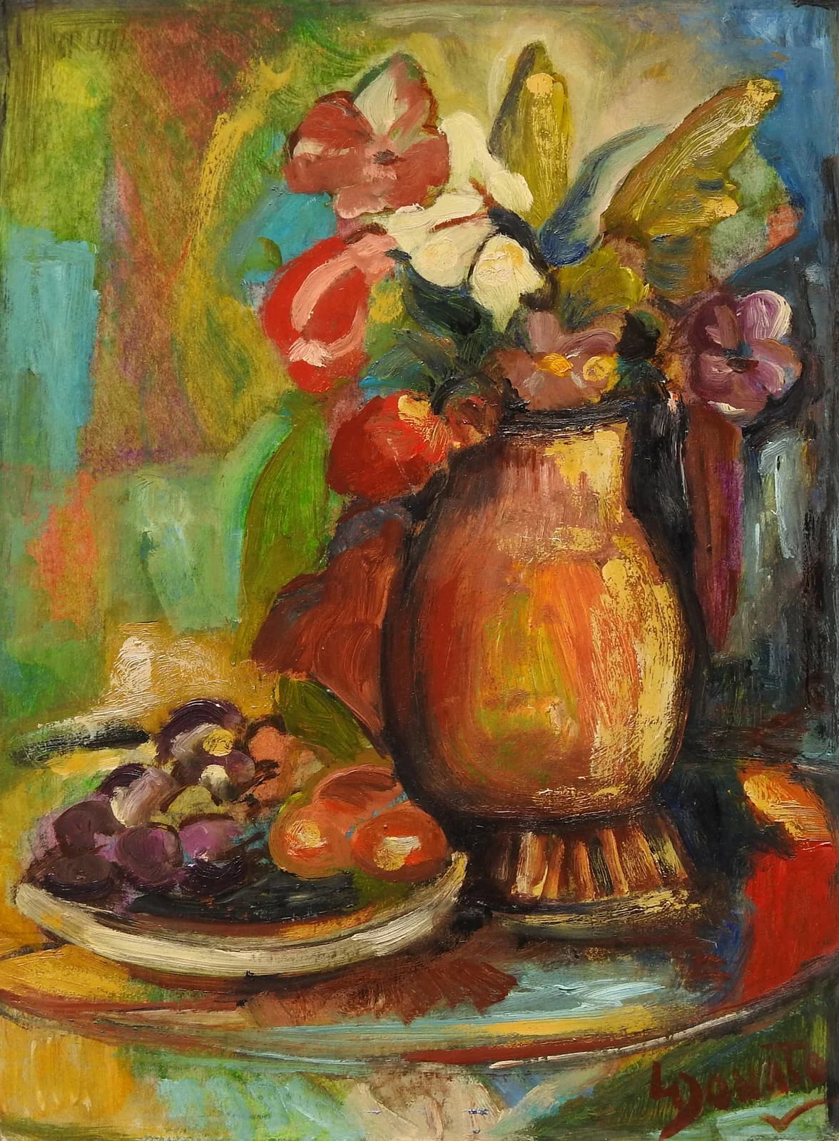Jarrón con flores, óleo, 30 x 40 cm
