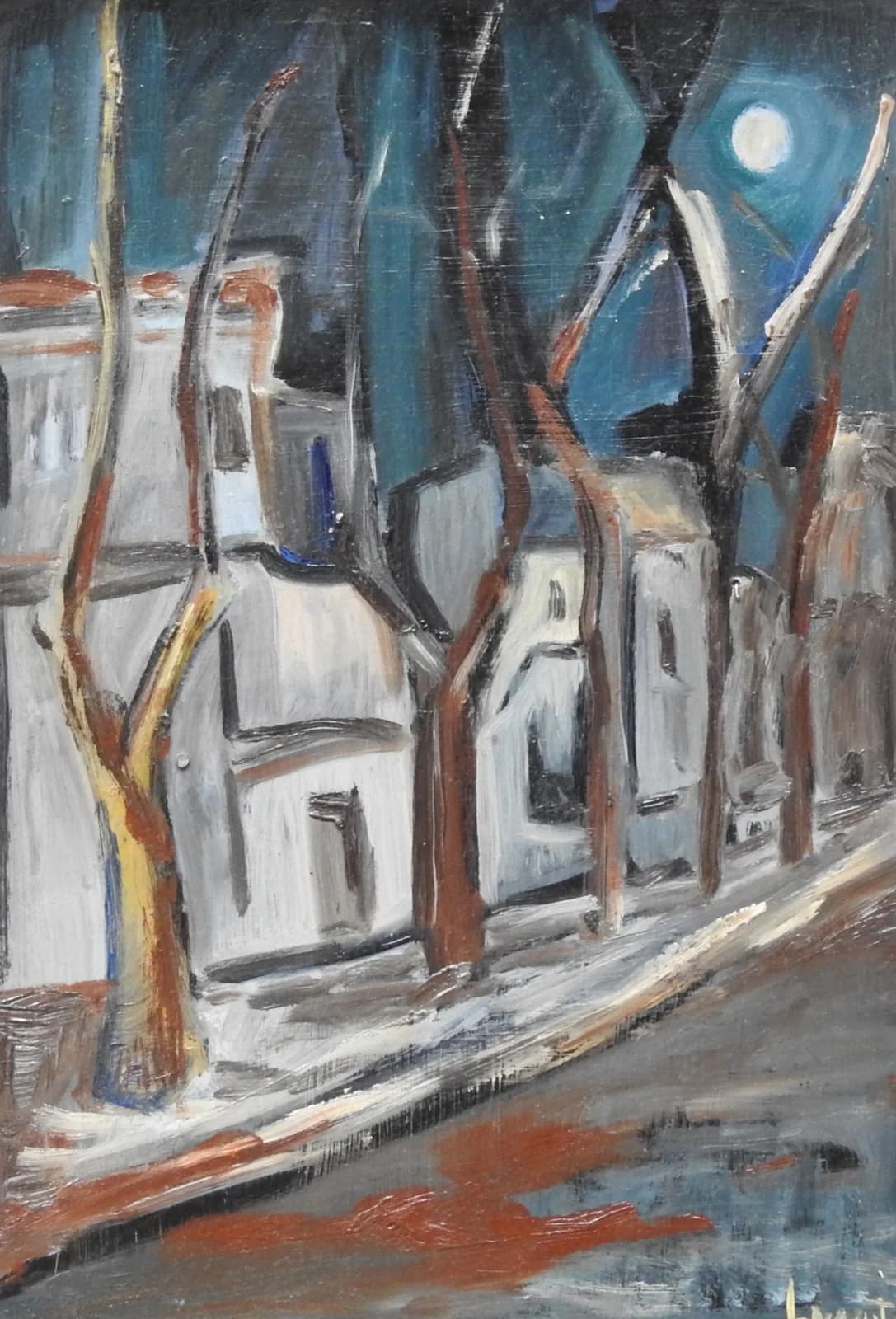 Luna llena, óleo, 26 x 37 cm