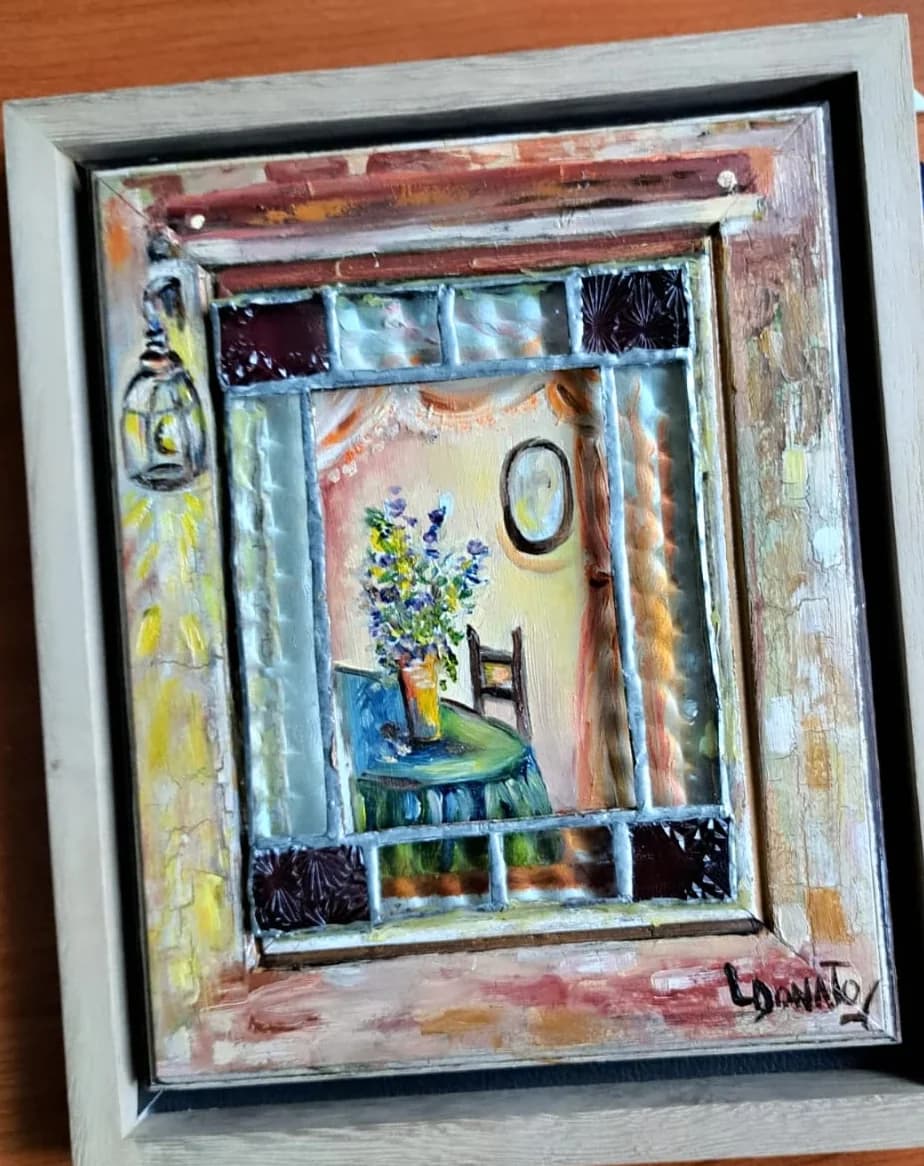 Ventana 1, óleo y vitraux